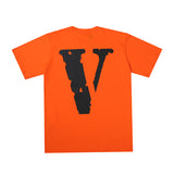 Friends Vlone Rhinestone Shirt Hip Hop Loose Printed Half Sleeve
