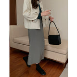 80's Leather Jacket Women's Fall Lapels Long Sleeve Solid Color Motorcycle Jacket