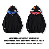 A Ape Print Jacket Autumn and Winter Solid Color Blue Pink Double Hood Sweater Men and Women Zipper Fleece Padded Coat