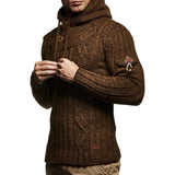 Men's Fashion Tether Hooded Twist Casual Slim Knitted Sweater Pullover Coat Male Men Pullover Sweaters