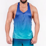 Slim Fit Muscle Gym Men T Shirt Men Rugged Style Workout Tee Tops Muscle Brothers Summer Gradient Sleeveless Men's T-shirt Simple Trend Casual Male Vest