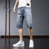 Men Jean Shorts Denim Shorts Men's Summer Loose Straight Cropped Trousers Fifth Pants