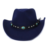 Wester Hats Men and Women Peach Top Woolen Western Ethnic Style Denim Hat