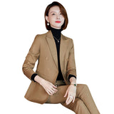 Women Pants Suit Uniform Designs Formal Style Office Lady Bussiness Attire Spring And Autumn Long Sleeve White Collar For Workplace Work Suit