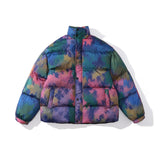 Men Fall Outfits High Street Thickened Cotton-Padded Coat Cow Leopard Print Color Matching Bread Coat Loose Couple Jacket Coat