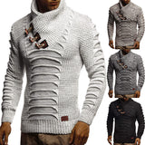 Men's Slim Knit Pullover Turtleneck Long Sleeve Sweater Men