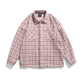 Men Shacket Long Sleeve Autumn Shirt Autumn Thickening Fresh and Loose Pocket Plaid Shirt