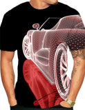 3D T Shirt Top Lapel 3D Road Car