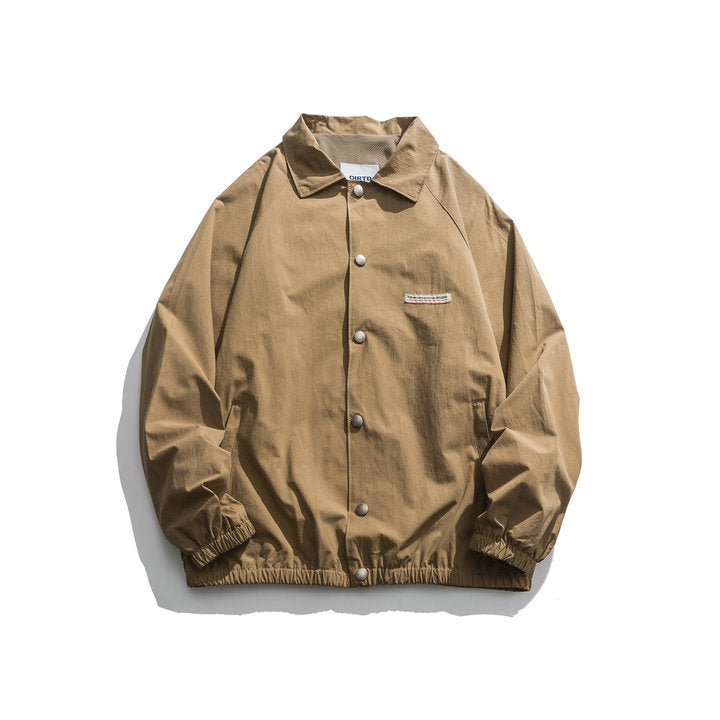 Men's Spring Large Size Sports Retro Back Printed Coat Men's Jacket Youth Versatile Lapel Student Top Men Coat