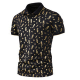 Men Shirt Fashion Slim Fit Shirts Short Sleeve Shirt Large Size Casual Top Summer Men's Fashion Print Short Sleeve Casual Polo Collar Polo Shirt Men