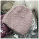 Toque Thickened Rabbit Fur Knitted Hat Children Autumn Winter Japanese Thermal Head Cover Knitted Hat Earmuffs Hat