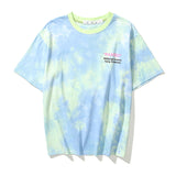 Summer Ow Cel Shading Arrow Print Roundneck Tshirt Color Matching Tiedyed Casual Short Sleeve Men And Women Owt
