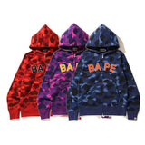 A Bath Ape Men's and Women's Camouflage Letters Cardigan Zipper Hoodie Sweater Coat