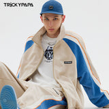 Mens Fall Outfits Autumn and Winter Loose Hip Hop Splicing Coat Vintage Suede Jacket