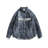 Men Shacket Long Sleeve Autumn Shirt Autumn Vintage Monochrome Printed Shirt Long Sleeve Coat Shirt Men