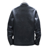 80's Leather Jacket Autumn and Winter Leather Clothing with Stand Collar Men's Coat PU Leather Jacket