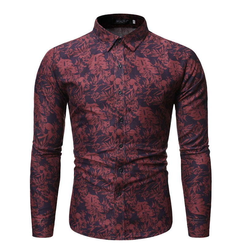 Large Size Retro Sports Men's Long-Sleeved Printed Shirt Personalized Printed Shirt Men Shirt