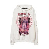 Mens Fall Outfits Portrait Printing Terry Hooded Sweater Couple Loose Top
