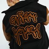 Cheerleader Letterman Jacket Embroidered Loose Stitching Lapel Baseball Uniform