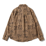 Men Shacket Long Sleeve Autumn Shirt Autumn Retro Contrast Color Pocket Casual Shirt for Men