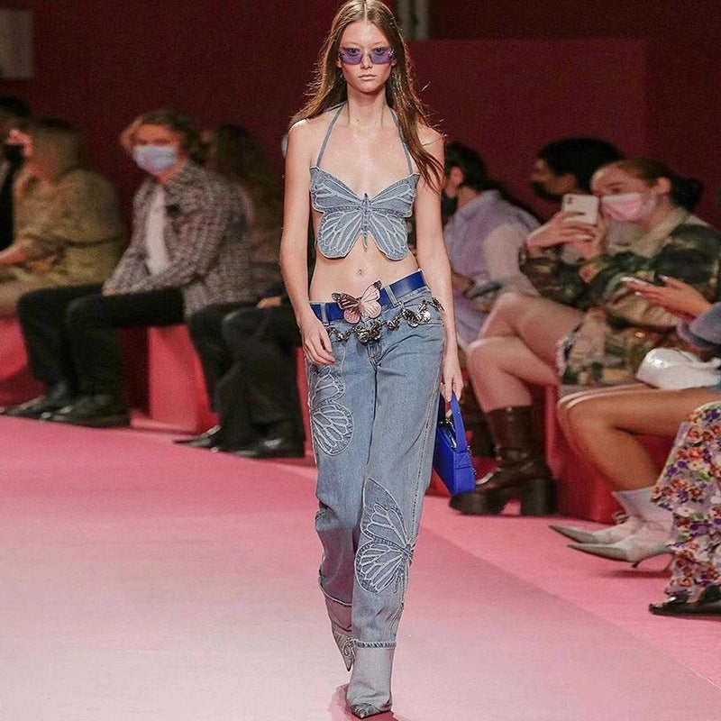 Low Rise Jeans Winter Low Waist Casual Slim-Fit Figure Flattering Straight-Leg Denim Trousers for Women