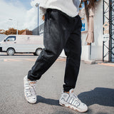 Men plus Size Fall Pants Winter Denim Pants Loose Stitching Ankle-Tied Trousers Elastic Head