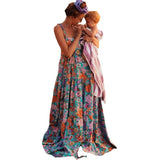 Russian Style Dress Summer Bohemian Floral Large Swing Dress Sling Tube Top Backless Dress