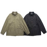 Men Shacket Long Sleeve Autumn Shirt Autumn Cityboy Workwear Shirt Solid Color Retro Couple Casual Jacket