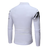 Men's Spring Tops Polo Printed Slim-Fit Long-Sleeved Polo Shirt