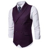 Tuxedo Vests Men Suit Vest Autumn Men's Casual Solid Color Double Breasted Vest Suit