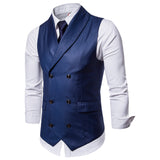 Tuxedo Vests Men Suit Vest Autumn Men's Casual Solid Color Double Breasted Vest Suit