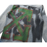 Ow Arrow Graffiti Denim Jacket Men'S And Women'S Tops Casual Jacket Owt