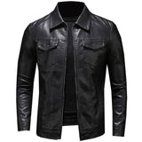 Autumn Simplicity Slim Lapel Motorcycle Leather Coat Men's Pu Jacket