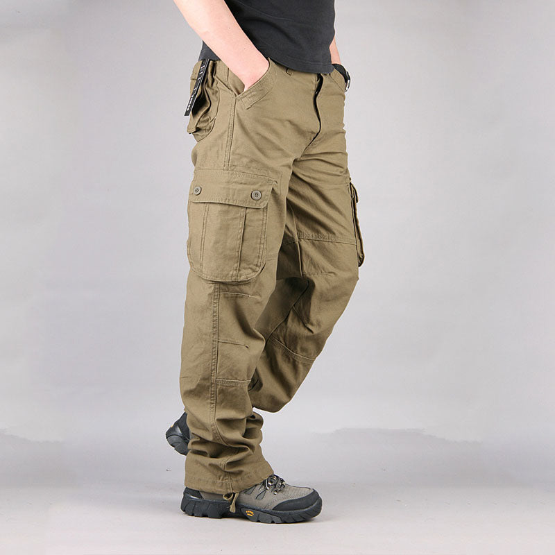 Baggy Cargo Pants for Men Spring and Autumn Overalls Men's Outdoor Casual Trousers Multi-Pocket Pants Loose Straight Casual Pants