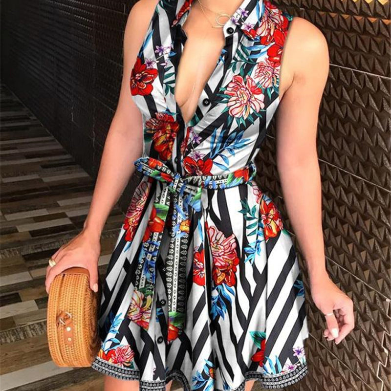 Valentine's Day Outfits EBay AliExpress Amazon Hot Sale V-neck Lace up Fashion Sexy Print Dress