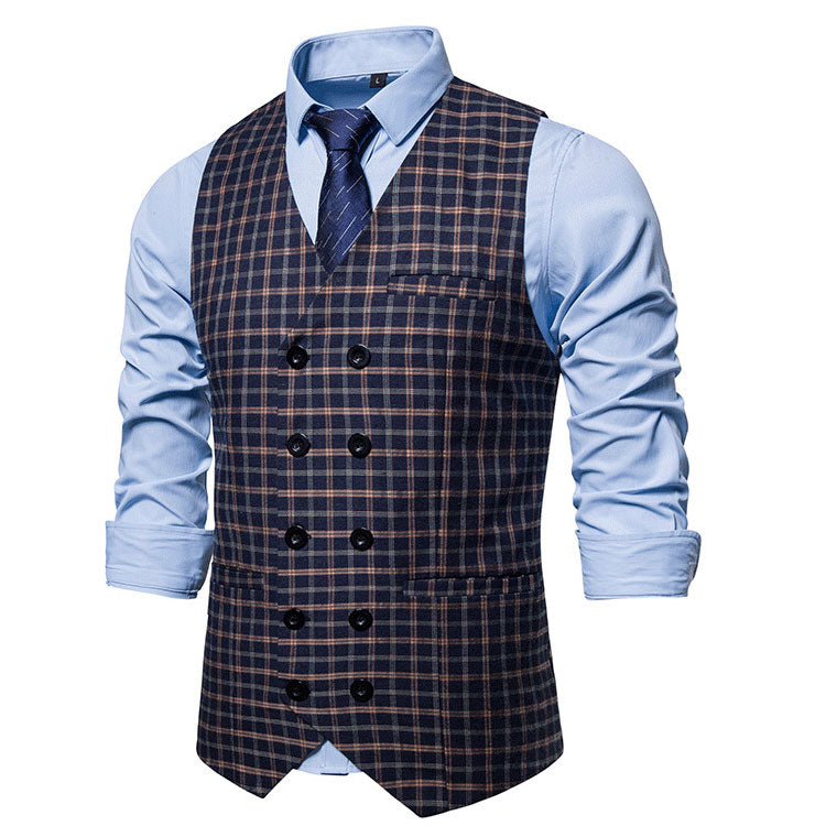 Tuxedo Vests Men Suit Vest European and American Fashion Plaid Vest Personality Fashion
