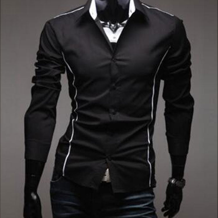 Men's Large Size Retro Sports Fashion Slim-Fitting Cool Trim Shirt Men's Casual Long Sleeve Simple Shirt Men Shirt