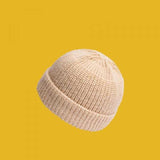 Mens Beanies Autumn and Winter Knitting Skullcap Men's and Women's Beanie Hat Yellow Wool Hat