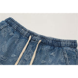 Men Jean Shorts Old Denim Shorts Men's Loose Straight Shorts Summer Bermuda Shorts