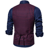 Tuxedo Vests Men Suit Vest European and American Fashion Plaid Vest Personality Fashion