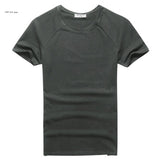 Men T Shirt Casual Tops Summer Stretch Lycra Short-Sleeved T-shirt Slim-Fit Short-Sleeved round Neck