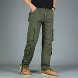 Baggy Cargo Pants for Men Spring and Autumn Overalls Men's Casual Pants Loose Straight Trousers Multi-Pocket Pants Army Green Outdoor Large Size Sports Pants
