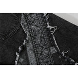 Mens Jean Shorts Stitching Paisley Denim Shorts Men's High Street Fashion Brand Street Fashion Loose Shorts