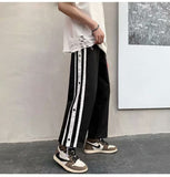 Men Pants Striped Breasted Thin Sports Ninth Pants