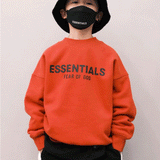 Kids Fog Fear of God Essentials Sweatshirt Limited New Year Christmas Children Red Fleece-Lined Pullover Hooded Sweater for Boys Thickened Warm Coat