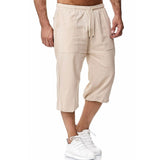 Linen Pants Straight Leg Pants Drawstring Lightweight Elastic Beach Pants Men's Casual Sports Pants