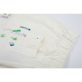 Mens Jean Shorts Paint-Splashing Style Graffiti Printed Denim Shorts Men's Trendy Casual Middle Pants Summer Loose Straight Shorts