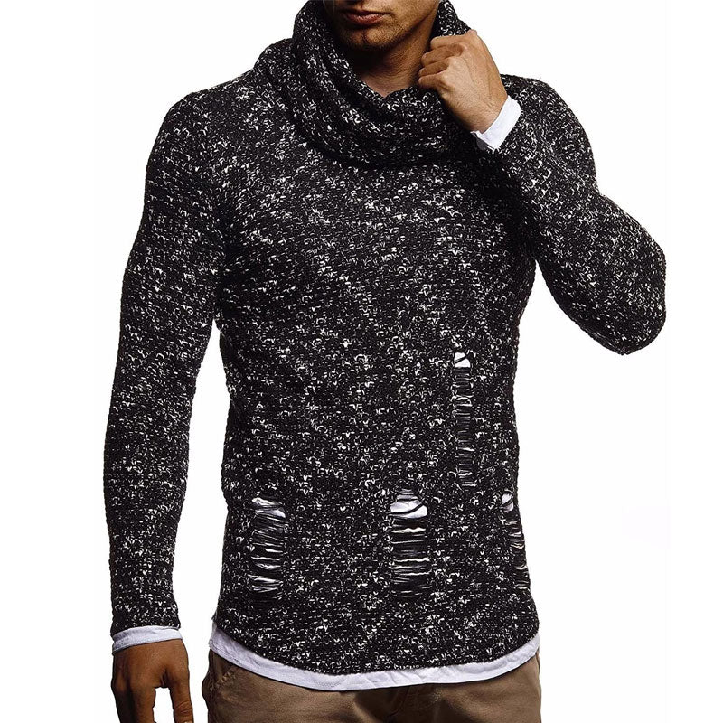 Men's Fashion Pile Collar Knitwear Casual Cool Pullover Sweater Men Pullover Sweaters