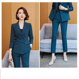 Women Pants Suit Uniform Designs Formal Style Office Lady Bussiness Attire Spring and Autumn Style In Pink Fashion Business Tailored Suit Formal Clothes