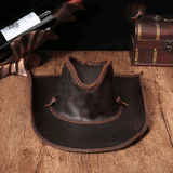 Bullhide Denim Hat Vintage First Layer Cowhide Crazy Horse Leather Handmade Hat Western Cowboy Hat Sun Hat